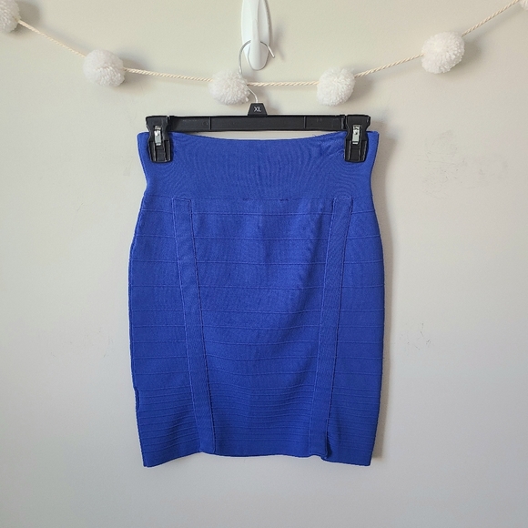 Rock & Republic Blue Bodycon Mini Skirt Size Small - Picture 6 of 8